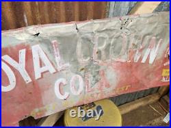 Large Vintage RC Royal Crown Cola Soda Pop 54 x 18 Embossed Sign Aluminum