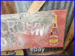 Large Vintage RC Royal Crown Cola Soda Pop 54 x 18 Embossed Sign Aluminum