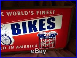 Large Vintage Schwinn bikes lighted advertising SIGN Bicycle