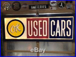 Large Vintage original OK USED CARS SIGN