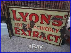 Lyons coffee Enamel Sign Double Sided Vintage Advertising Collectible Cafe Diner