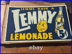 MAKE OFFER! Vintage Lemmy Lemonade Drink Soda Metal Sign NOS WithWax Paper