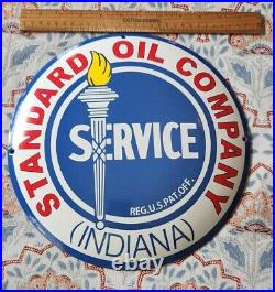 Mint Porcelain Standard Oil Company Indiana Sign Vintage
