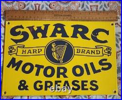 Mint Porcelain Swarc Motor Oils And Grease Sign Vintage Clean