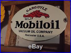 Mobil Oil Gargoyle vintage porcelain sign
