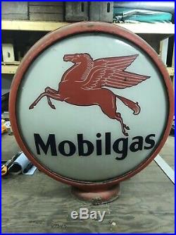Mobilgas Vintage Antique Glass Gas Pump Globe 100% Original Gas Station Garage