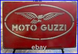 Moto Guzzi Vintage Metal Sign 15x24 Handmade 3D Aluminum Relief Garage Decor