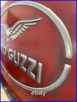 Moto Guzzi Vintage Metal Sign 15x24 Handmade 3D Aluminum Relief Garage Decor