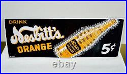 NESBITT SIGN Orange Soda Pop VTG Tin Tacker Beverage Drink Advertising Metal