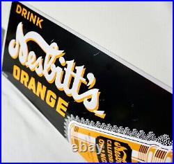 NESBITT SIGN Orange Soda Pop VTG Tin Tacker Beverage Drink Advertising Metal