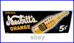 NESBITT VTG SIGN Orange Soda Pop Tin Tacker Beverage Drink Advertising Metal