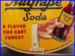 NICE RARE VINTAGE 1930-40's NUGRAPE SODA FLANGE ADVERTISING SIGN NOS 20X13.5
