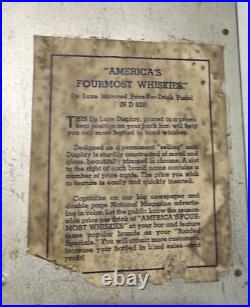 National Distillers Bonded Whiskey Advertising Sign America's Fourmost Bourbon