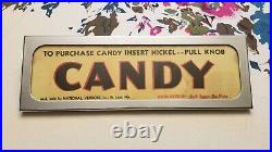 National Vendors Model 9-18 CANDY Sign Vintage Advertising Panel Original Litho