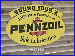New Purchase Giant Vintage 1950's Pennzoil Porcelain Double-sided Sign 30 X 20 New Purchase Giant Vintage 1950's Pennzoil Porcelain Double-sided Sign 30 X 20