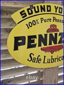 New Purchase Giant Vintage 1950's Pennzoil Porcelain Double-sided Sign 30 X 20