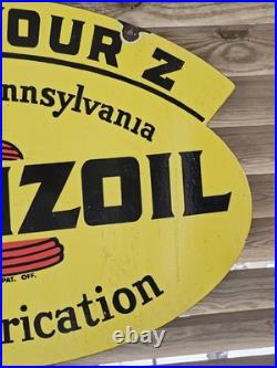 New Purchase Giant Vintage 1950's Pennzoil Porcelain Double-sided Sign 30 X 20