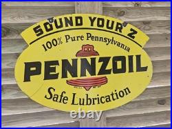 New Purchase Giant Vintage 1950's Pennzoil Porcelain Double-sided Sign 30 X 20