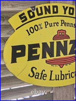 New Purchase Giant Vintage 1950's Pennzoil Porcelain Double-sided Sign 30 X 20