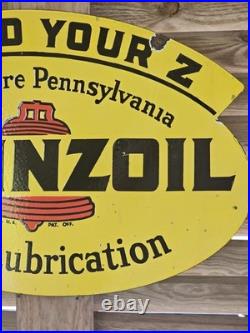 New Purchase Giant Vintage 1950's Pennzoil Porcelain Double-sided Sign 30 X 20