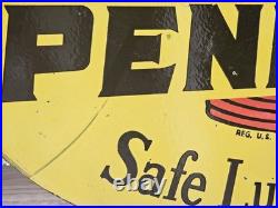 New Purchase Giant Vintage 1950's Pennzoil Porcelain Double-sided Sign 30 X 20