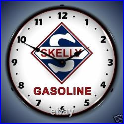 New Skelly Gas Oil Vintage Style L. E. D. Lighted Retro Clock Free Shipping