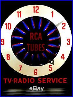 Nice! Vintage RCA TV Radio Service Lighted RCA Tubes Clock / Tested / Working