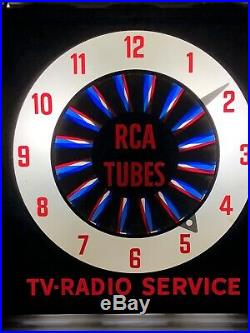 Nice! Vintage RCA TV Radio Service Lighted RCA Tubes Clock / Tested / Working