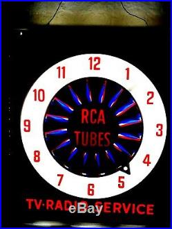 Nice! Vintage RCA TV Radio Service Lighted RCA Tubes Clock / Tested / Working