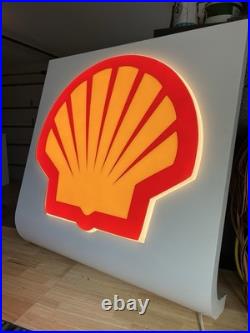 Nice! Vintage Shell 33 Gas Station Light Up Sign All Aluminum Housing