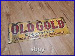 Old Gold Painted Metal Sign Vintage Not A Cough In A Carload