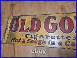 Old Gold Painted Metal Sign Vintage Not A Cough In A Carload