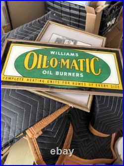 Old Oil O Matic REVERSE PAINTED GLASS Not Porcelain SIGN General Store Display