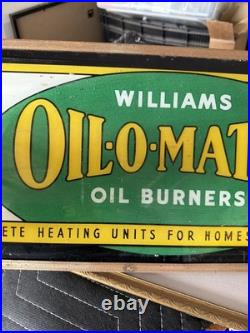 Old Oil O Matic REVERSE PAINTED GLASS Not Porcelain SIGN General Store Display