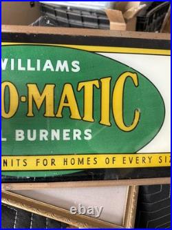 Old Oil O Matic REVERSE PAINTED GLASS Not Porcelain SIGN General Store Display