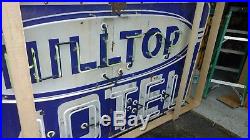 Old Original Vintage Hilltop Motel Porcelain Neon Sign