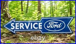 Old Rare Vintage Ford Service Huge Porcelain Enamel Sign 80x19 Left Arrow