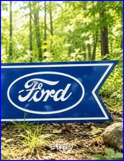 Old Rare Vintage Ford Service Huge Porcelain Enamel Sign 80x19 Left Arrow