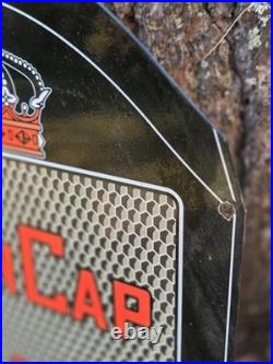 Old Vintage Crown Radiator Cap Theft Proof Porcelain Enamel Sign 24 X 23