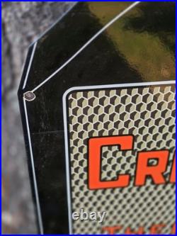 Old Vintage Crown Radiator Cap Theft Proof Porcelain Enamel Sign 24 X 23