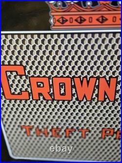 Old Vintage Crown Radiator Cap Theft Proof Porcelain Enamel Sign 24 X 23