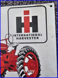 Old Vintage International Harvester Farmall Porcelain Heavy Metal Sign 12 X 12