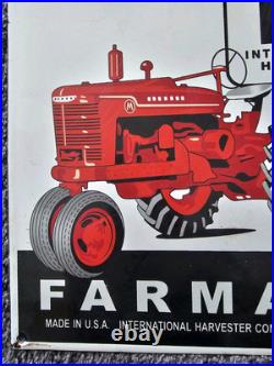 Old Vintage International Harvester Farmall Porcelain Heavy Metal Sign 12 X 12