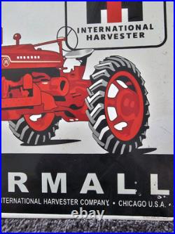 Old Vintage International Harvester Farmall Porcelain Heavy Metal Sign 12 X 12