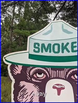 Old Vintage Large Smokey The Bear Porcelain Sign Prevent Wildfires Forest