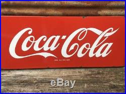 Old Vintage Metal Coke Sign 1950's COCA COLA Sled Sleigh Porcelain Soda Sign