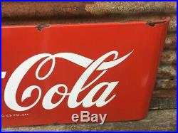 Old Vintage Metal Coke Sign 1950's COCA COLA Sled Sleigh Porcelain Soda Sign