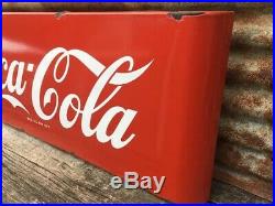 Old Vintage Metal Coke Sign 1950's COCA COLA Sled Sleigh Porcelain Soda Sign