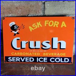 Old Vintage Orange Crush Porcelain Gas Station Soda Pop Gas Station Sign 12x8