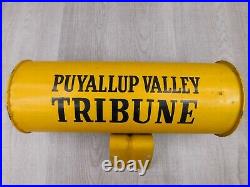 Old Vintage Rare Metal Yellow Puyallup Valley Tribune Journal Newspaper Tube